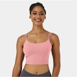 NWT HALARA Discontinued Double Strap Crisscross Cropped Tank Top Dusty Rose XS